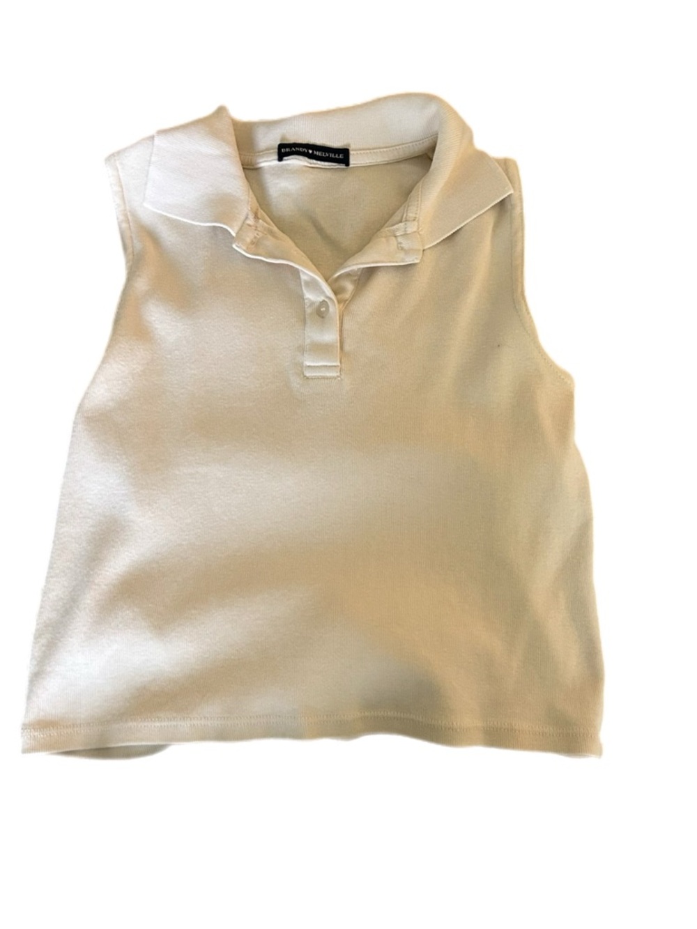Brandy Melville Cream Sleeveless Polo Tank